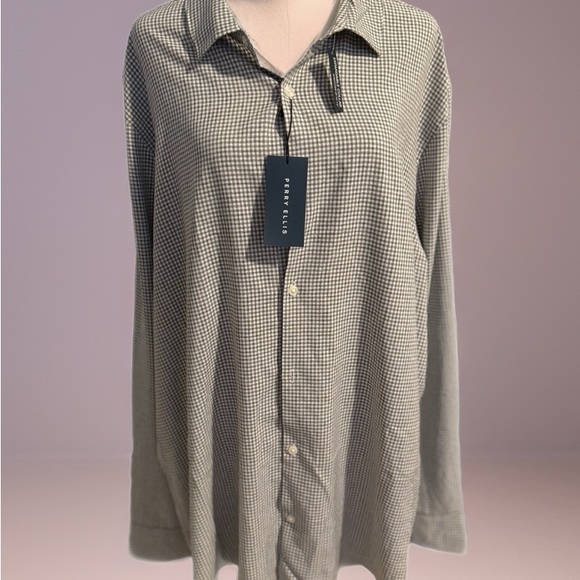 Perry Ellis Black and White Casual Button Down Shirt - Picture 1 of 6